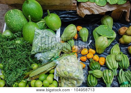 Green Market Stand At At A Mexican Market