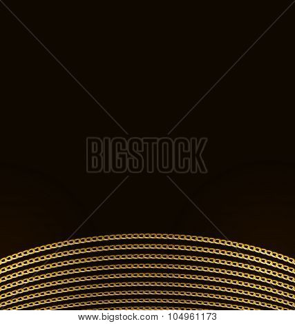 Beautiful Golden Chains Isolated on Black Background