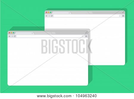 2 web simple set of Browser window white, green background, flat