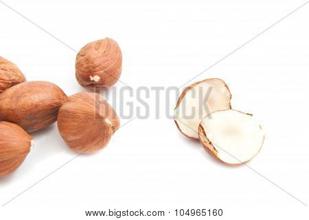 Delicious Hazelnuts On White
