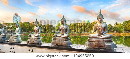 Seema Malaka temple on Beira Lake. Colombo, Sri Lanka. Panorama