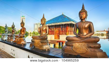 Seema Malaka temple on Beira Lake. Colombo, Sri Lanka. Panorama