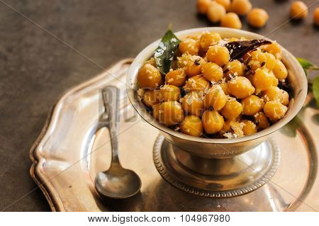 Sundal -South Indian Snack made with boiled chickpeas