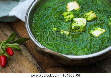 Palak Paneer Indian vegetarian curry made with spinach sauce