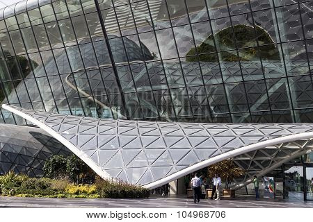 View Of Tourists Coming Out Of The Airport In Baku, Azerbaijan.