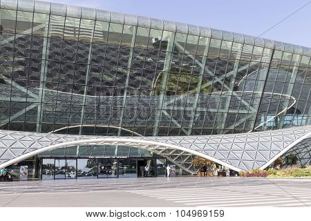 View Of Tourists Coming Out Of The Airport In Baku, Azerbaijan.