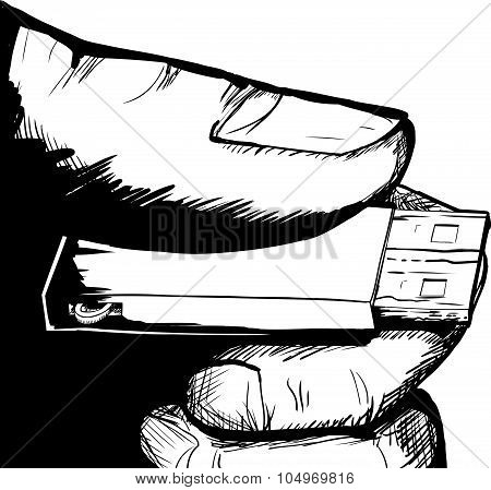 Holding Thumbdrive In Hand