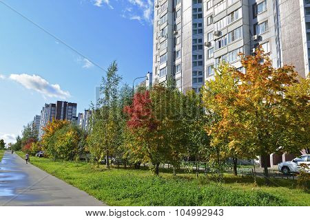 MOSCOW RUSSIA - 19.09.2015. Zelenograd - The sleeping area of a Moscow