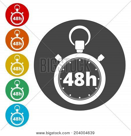 Vector illustration of 48h stopwatch icon, simple vector icon