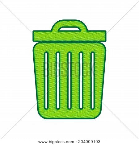 Trash sign illustration. Vector. Lemon scribble icon on white background. Isolated