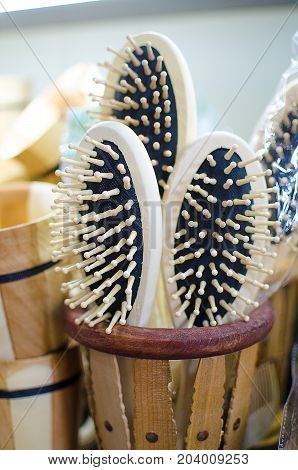 Wooden White Crests Slipped Into A Glass