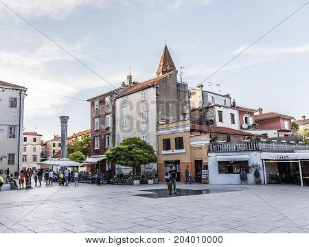 ZADAR, CROATIA - JULY 15, 2017: Streets of the tourist city of Zadar, Dalmatia Croatia