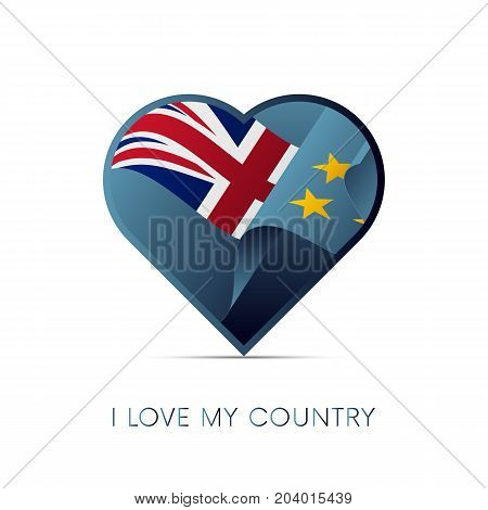 Tuvalu flag in heart. I love my country. sign. Vector illustration.