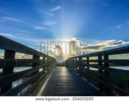 Reflection Of A Sunset Over The Everglades After A Storm