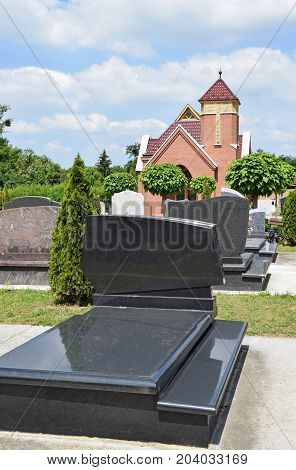 Tombstones in the Public cemtery in summer