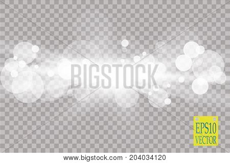 Abstract white bokeh effect explosion with sparks modern design. Glow star burst or firework light effect. Sparkles light vector transparent background. Christmas Concept. Flicker magic effect