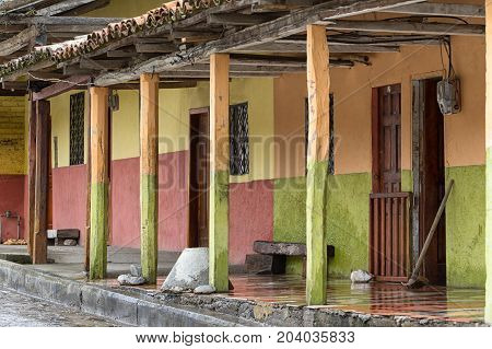 March 15 2017 Vilcabamba Ecuador: rustic colonial style architecture in the popular expat destination town
