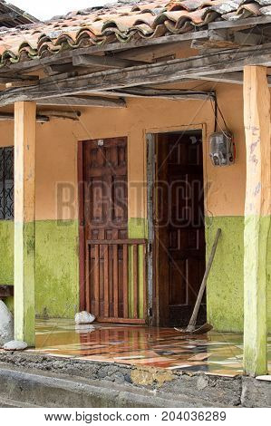 March 15 2017 Vilcabamba Ecuador: rustic colonial style architecture in the popular expat destination town