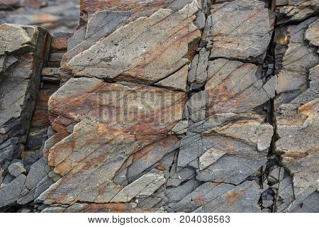 The texture of the north underwater rocks at low tide