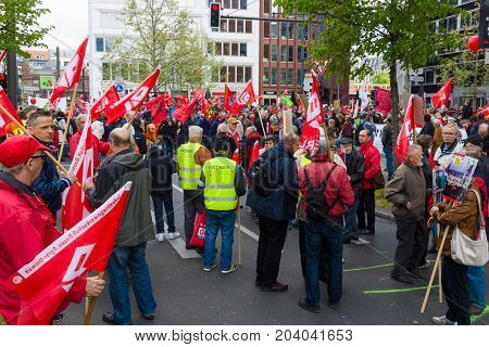 BERLIN - MAY 01 2015: Members of trade unions and the workers hold a rally on the occasion of Labour Day.