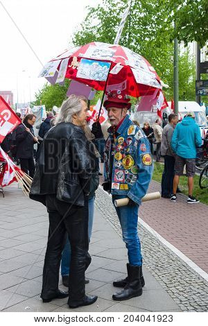 BERLIN - MAY 01 2015: Members of trade unions and the workers hold a rally on the occasion of Labour Day.