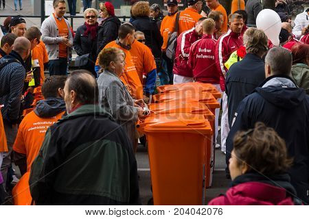BERLIN - MAY 01 2015: Members of trade unions and the workers hold a rally on the occasion of Labour Day.
