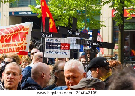 BERLIN - MAY 01 2015: Members of trade unions and the workers hold a rally on the occasion of Labour Day.