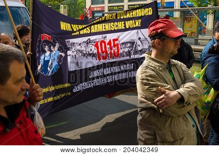 BERLIN - MAY 01 2015: Members of trade unions and the workers hold a rally on the occasion of Labour Day.