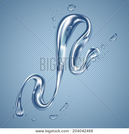 Water flow or curvy liquid streamline. Stream whirlpool or H2O splash effect, wave element as a curve, Pure flowing clean water, smooth nature rings on stream. Wet and swirl, blend and hydro theme