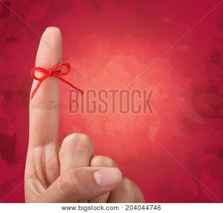 Bow finger point rope red white background