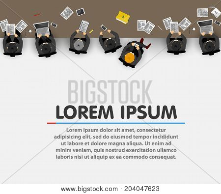 Group of business people working in office. Vector illustration