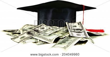 Hat dollars graduation money symbol promotion doctor