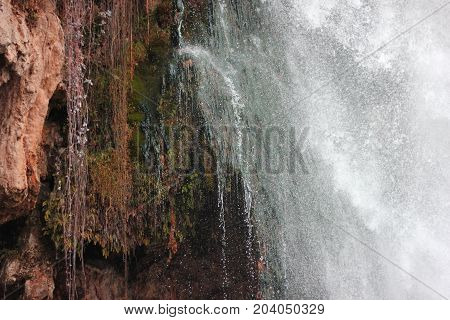 Close-up of the main waterfall of Edessa Greece Europe