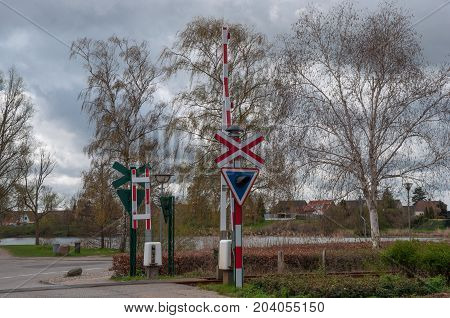 Railway Crossing In Sakskobing Denmark