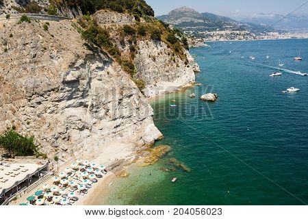 Amalfi Coast and the background Vietri and Salerno (Italy)