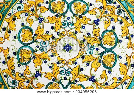 Cetara Italy - 02 Augut 2017: typical design of Vietri's ceramics