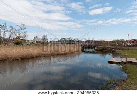 River In Town Of Koege In Denmark