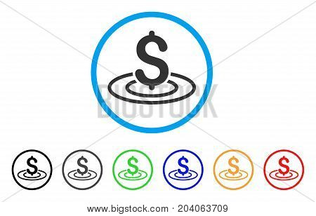 Money Area icon. Vector illustration style is a flat iconic money area gray rounded symbol inside light blue circle with black, gray, green, blue, red, orange color versions.