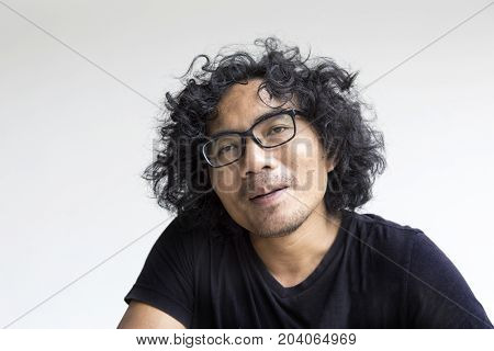 Asian Man Face Action On White
