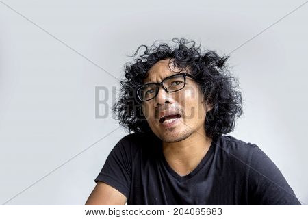 Asian Man Face Action On White