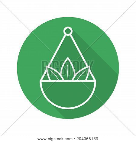 Apothecary herbs in scalepan. Flat linear long shadow icon. Loose tea leaves. Vector outline symbol