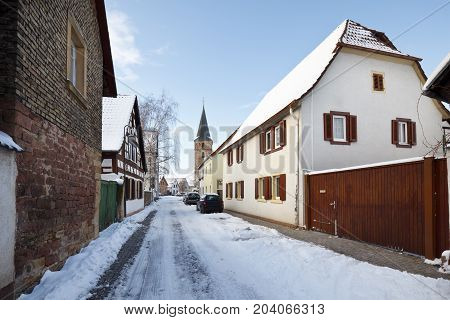 Old Village Street In Winter, Germany