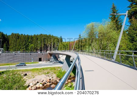 Bridge And Parking House In Town Of Schierke In The Harz Mountains In Germany