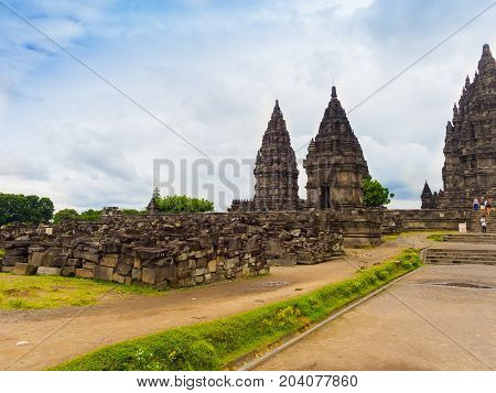 Prambanan temple near Yogyakarta on Java island Indonesia - travel and architecture background.