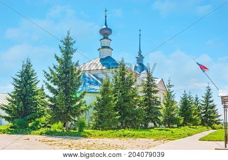 Coniferous Garden Around St Nicholas Cross Church In Suzdal