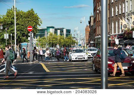 DUBLIN, IRELAND - AUGUST 31, 2017: View of City of Dublin Ireland