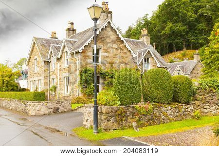 a typical Scottish brick and stone house Fortingall Scotland