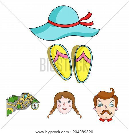 Travel, vacation, camping, map .Family holiday set collection icons in cartoon style vector symbol stock illustration .