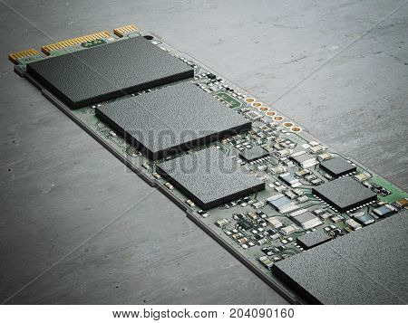 Modern computer chip. Bitcoin minig cocept. 3d rendering