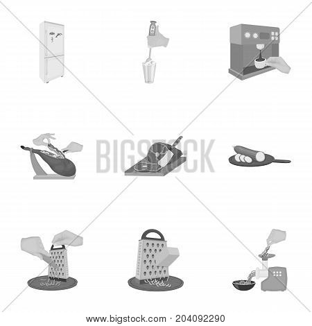 equipment, appliance, kitchen and other  icon in monochrome style. piece, Smoked meat, delicacy icons in set collection.